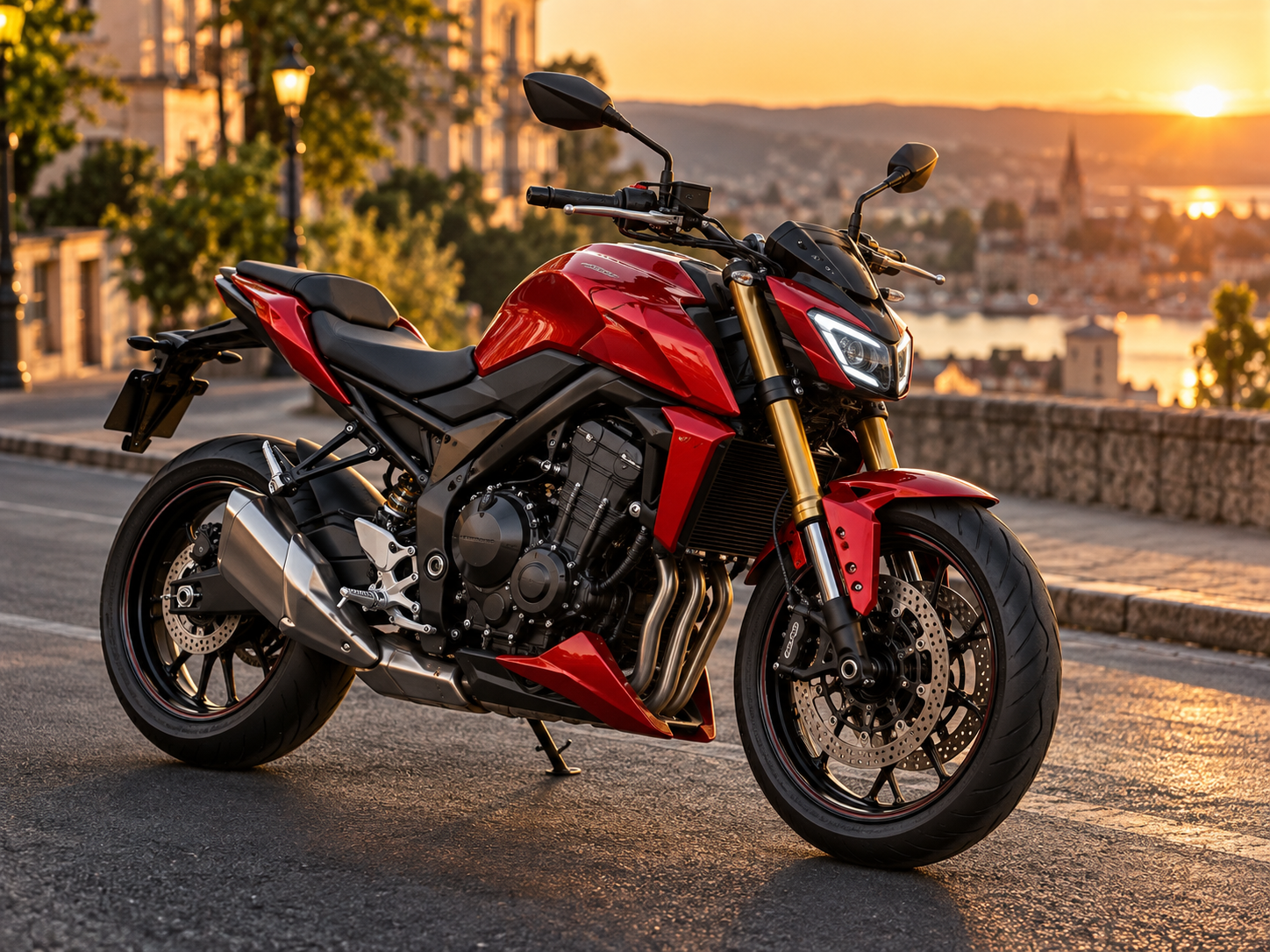 Красный мотоцикл Ducati Monster 821